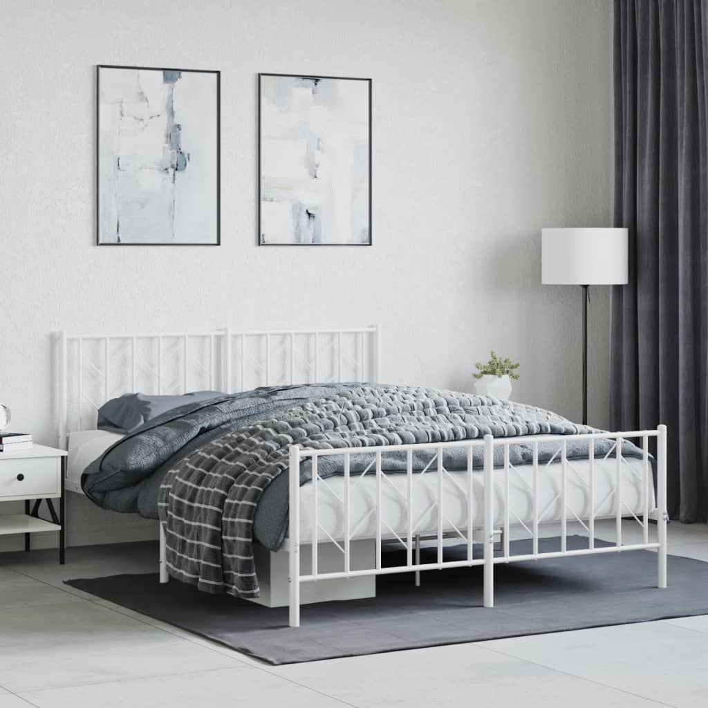 Bedframe met hoofd- en voeteneinde metaal wit 150x200 cm is nu te koop bij PeponiXL, paradijselijk wonen!
