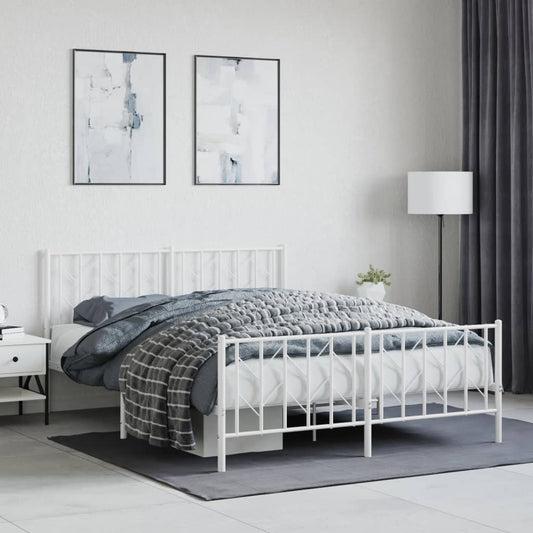 Bedframe met hoofd- en voeteneinde metaal wit 150x200 cm is nu te koop bij PeponiXL, paradijselijk wonen!