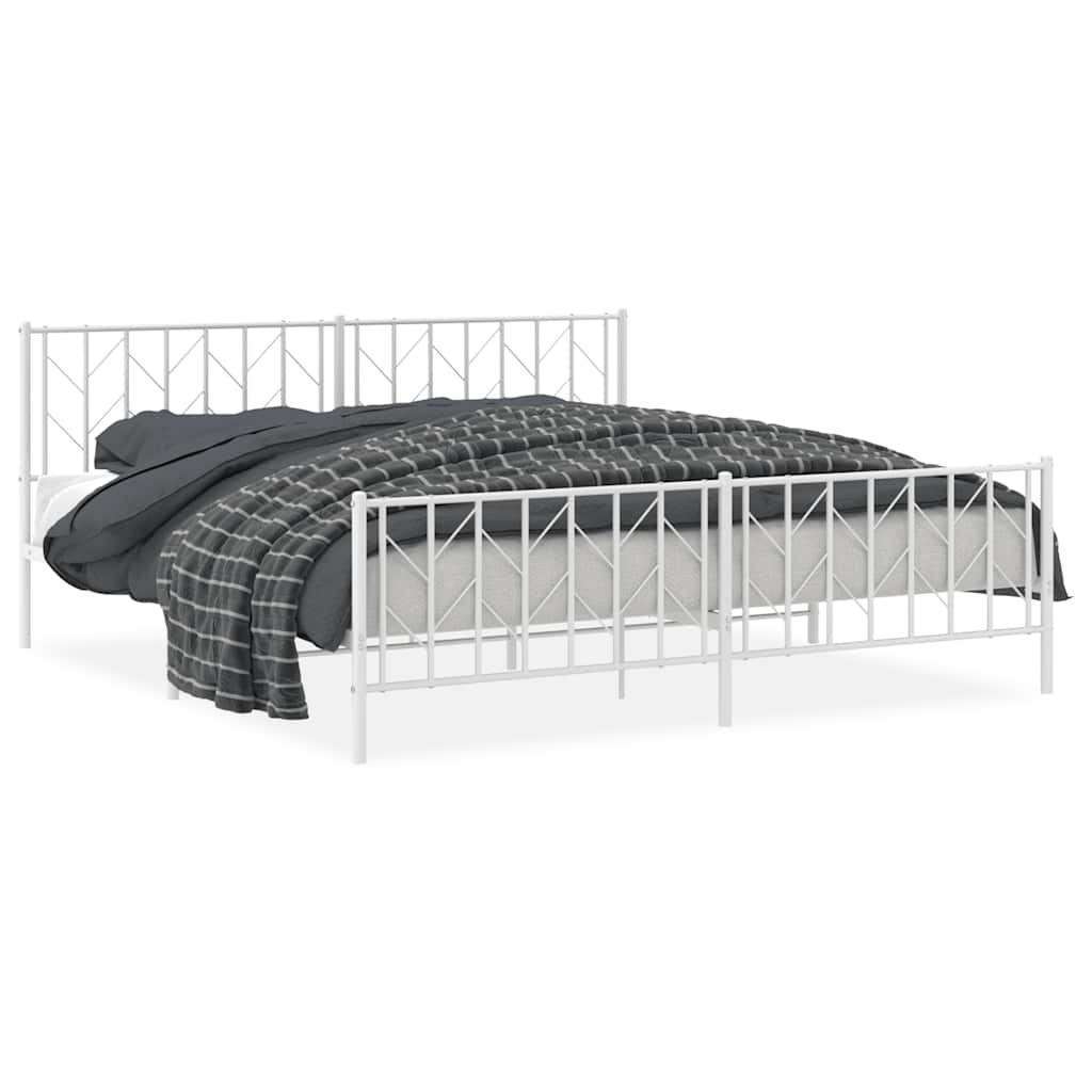 Bedframe met hoofd- en voeteneinde metaal wit 193x203 cm is nu te koop bij PeponiXL, paradijselijk wonen!
