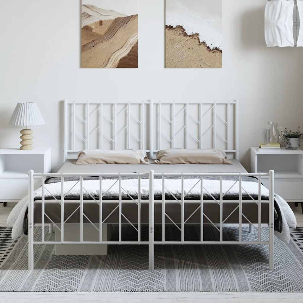 Bedframe met hoofd- en voeteneinde metaal wit 193x203 cm is nu te koop bij PeponiXL, paradijselijk wonen!