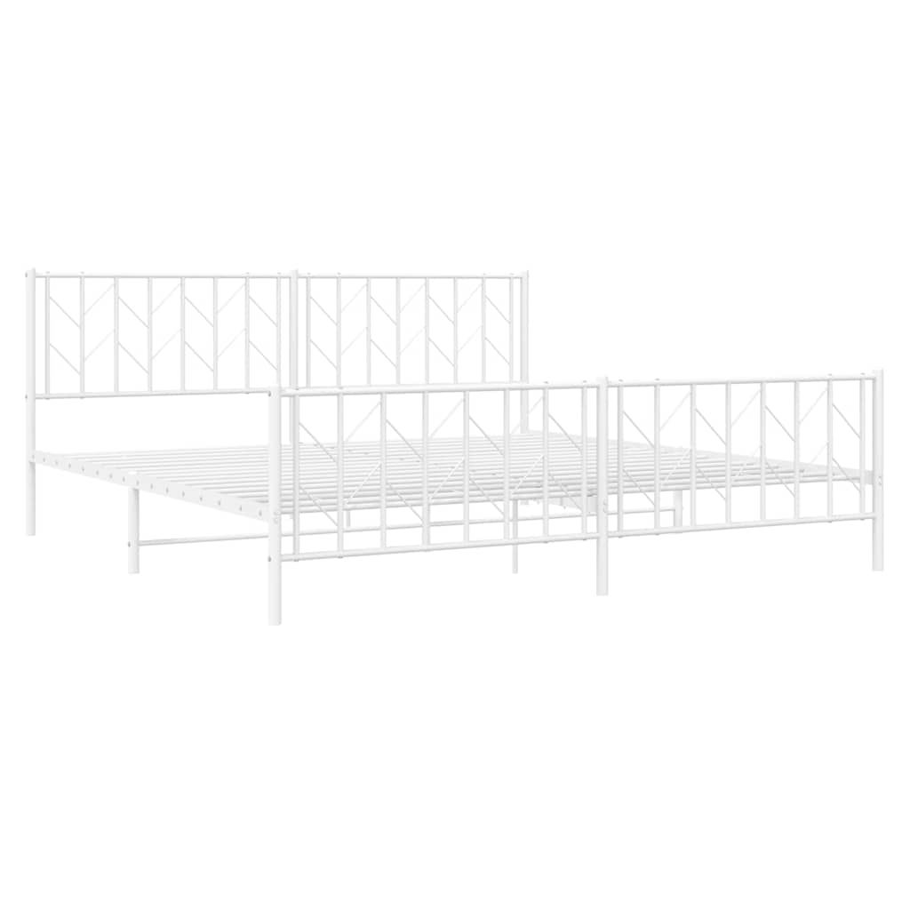 Bedframe met hoofd- en voeteneinde metaal wit 193x203 cm is nu te koop bij PeponiXL, paradijselijk wonen!