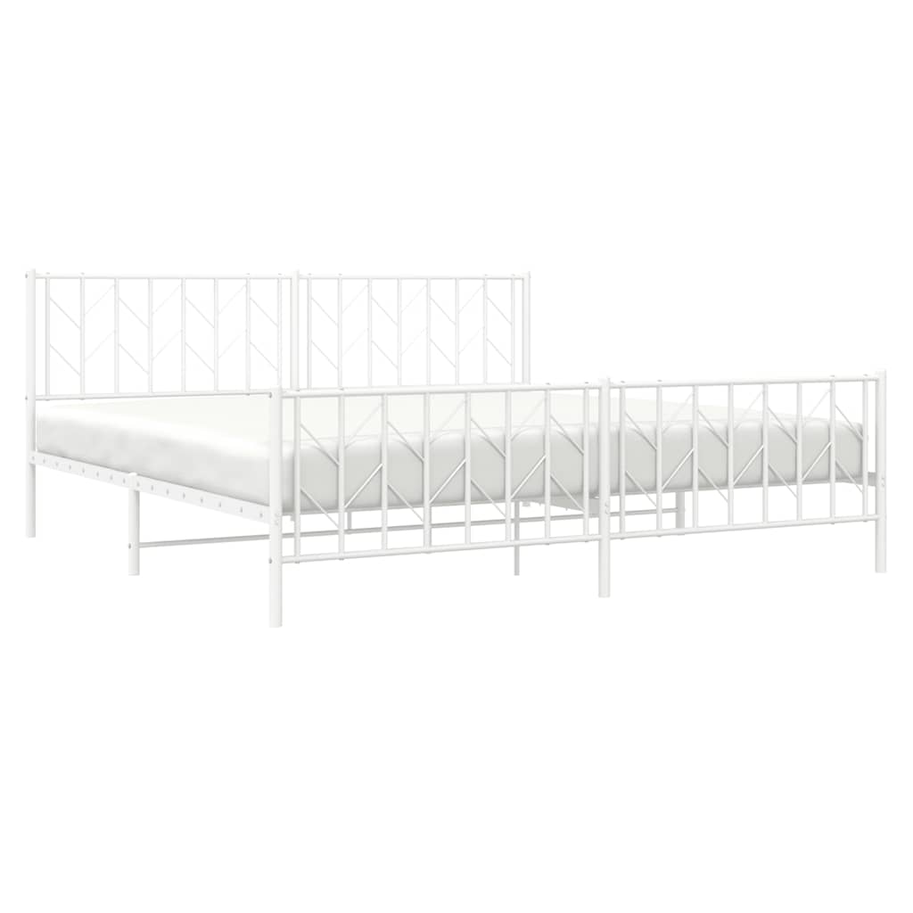Bedframe met hoofd- en voeteneinde metaal wit 193x203 cm is nu te koop bij PeponiXL, paradijselijk wonen!