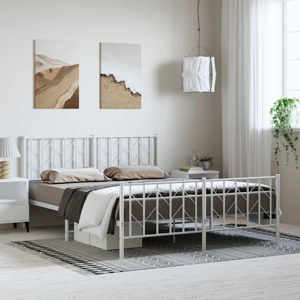 Bedframe met hoofd- en voeteneinde metaal wit 193x203 cm is nu te koop bij PeponiXL, paradijselijk wonen!
