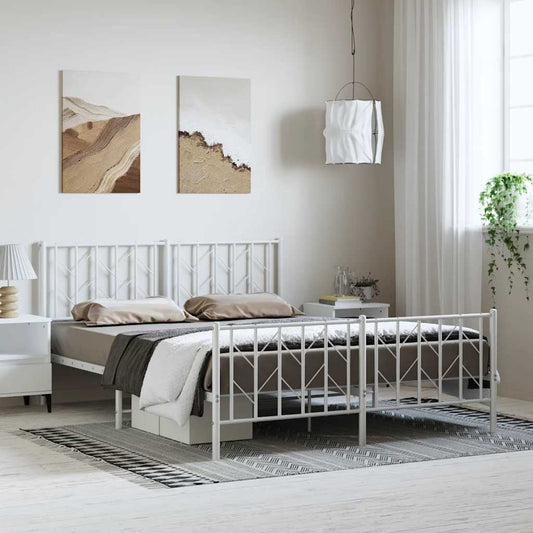 Bedframe met hoofd- en voeteneinde metaal wit 193x203 cm is nu te koop bij PeponiXL, paradijselijk wonen!