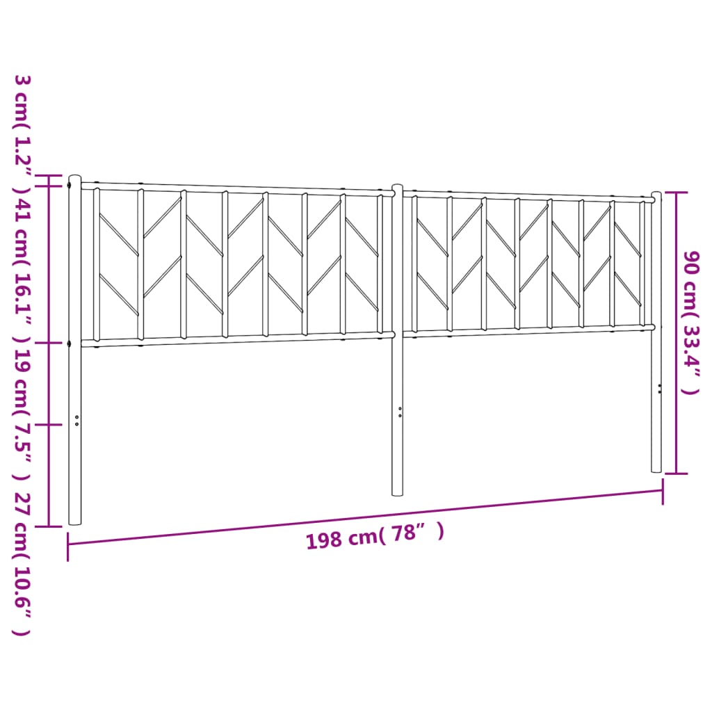 Vervangend hoofdbord 193 cm metaal wit is nu te koop bij PeponiXL, paradijselijk wonen!