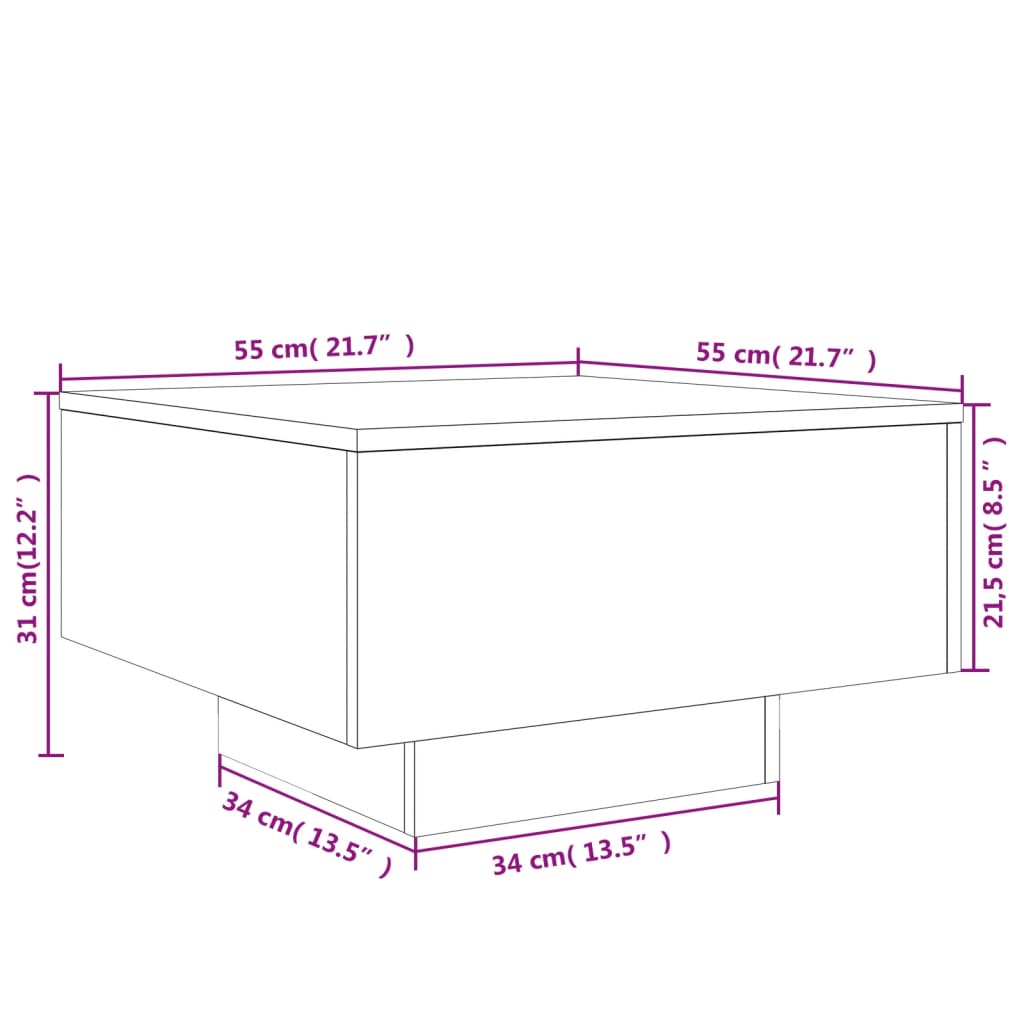 Salontafel 55x55x31 cm bewerkt hout betongrijs is nu te koop bij PeponiXL, paradijselijk wonen!