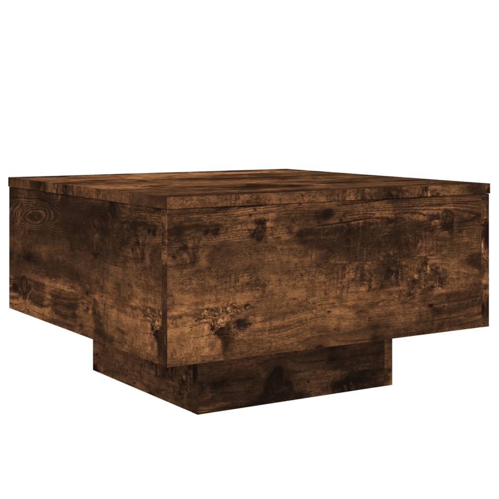 Salontafel 55x55x31 cm bewerkt hout gerookt eikenkleurig is nu te koop bij PeponiXL, paradijselijk wonen!