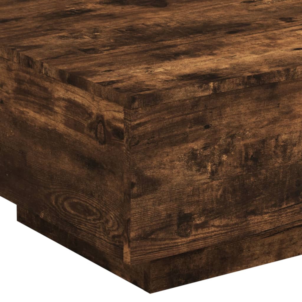 Salontafel 55x55x31 cm bewerkt hout gerookt eikenkleurig is nu te koop bij PeponiXL, paradijselijk wonen!