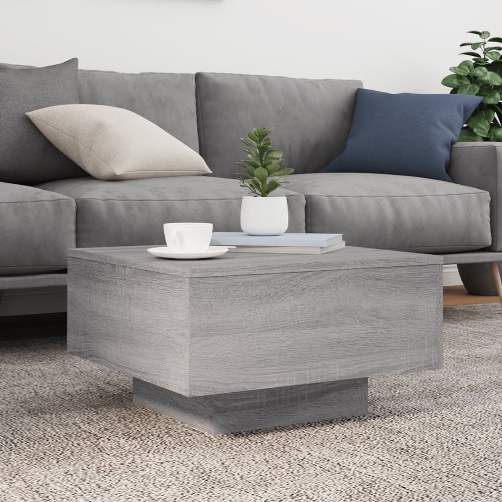Salontafel 55x55x31 cm bewerkt hout grijs sonoma eikenkleurig is nu te koop bij PeponiXL, paradijselijk wonen!