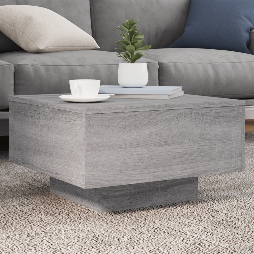Salontafel 55x55x31 cm bewerkt hout grijs sonoma eikenkleurig is nu te koop bij PeponiXL, paradijselijk wonen!