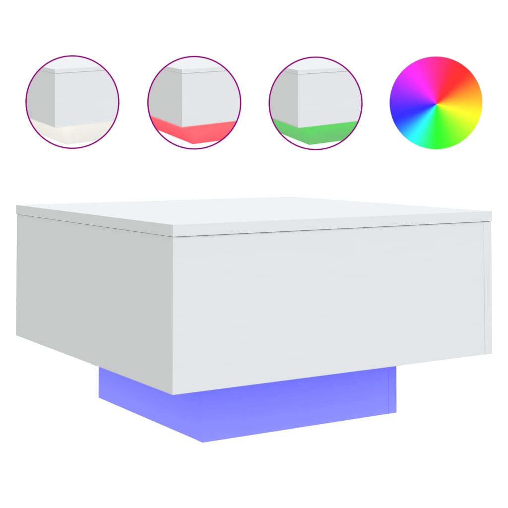 Salontafel met LED-verlichting 55x55x31 cm wit is nu te koop bij PeponiXL, paradijselijk wonen!