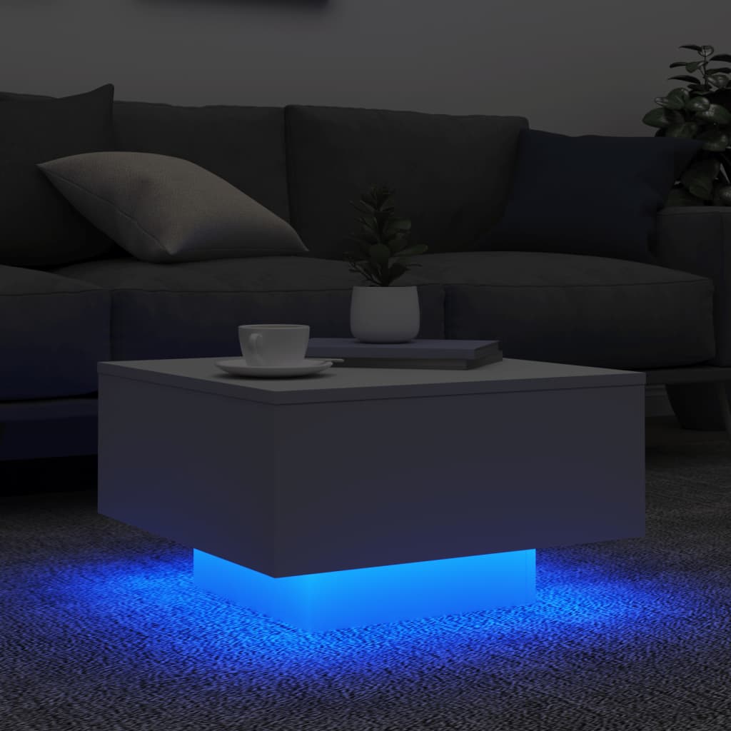 Salontafel met LED-verlichting 55x55x31 cm wit is nu te koop bij PeponiXL, paradijselijk wonen!
