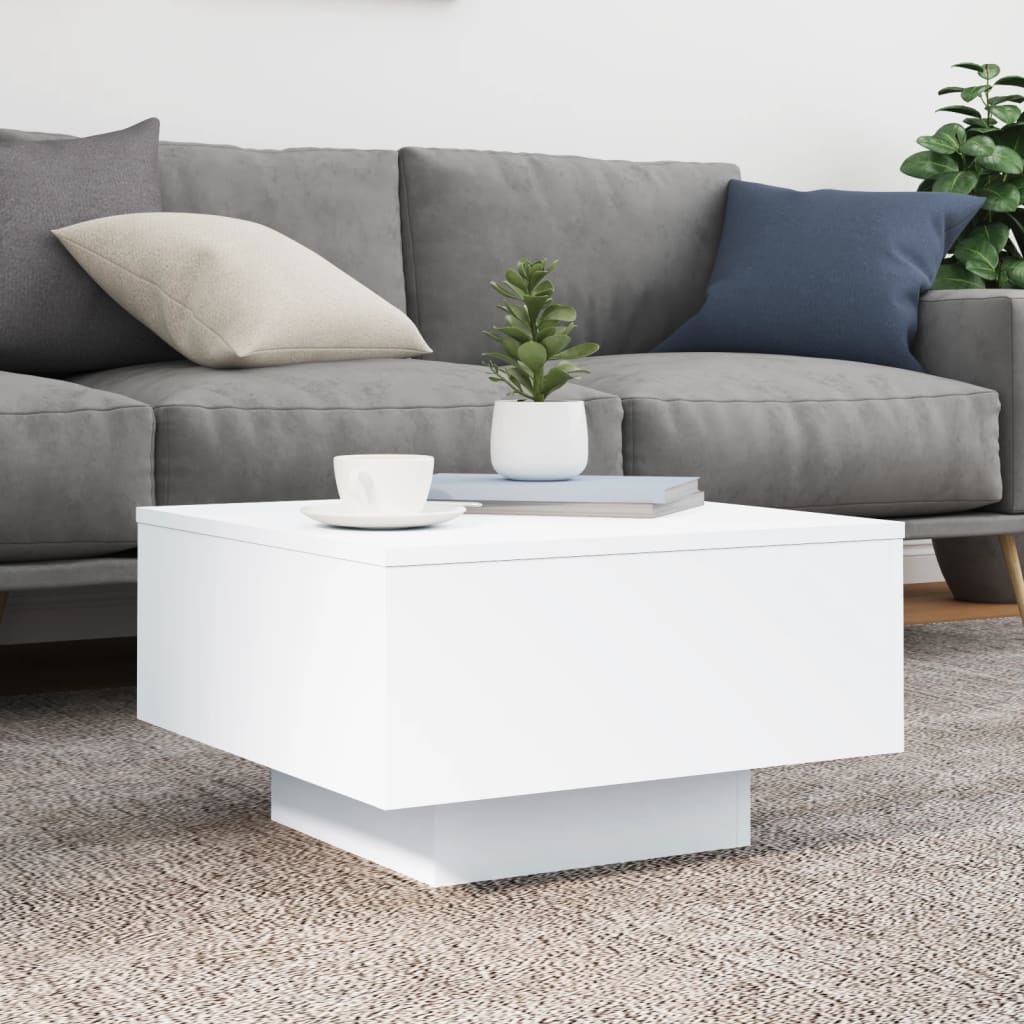 Salontafel met LED-verlichting 55x55x31 cm wit is nu te koop bij PeponiXL, paradijselijk wonen!