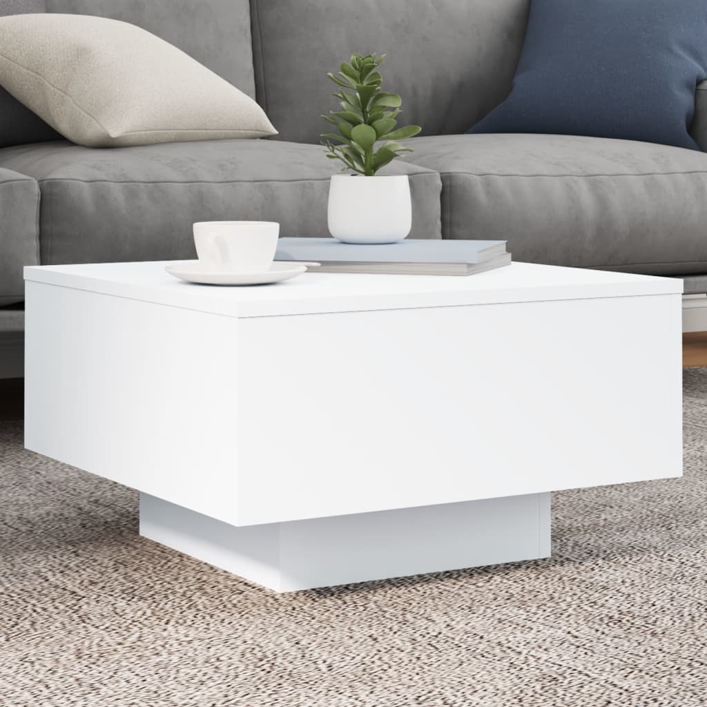 Salontafel met LED-verlichting 55x55x31 cm wit is nu te koop bij PeponiXL, paradijselijk wonen!