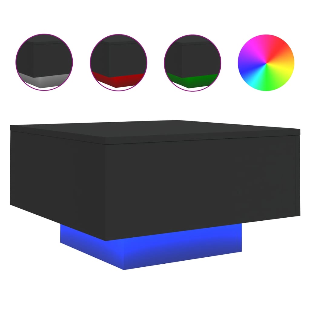 Salontafel met LED-verlichting 55x55x31 cm zwart is nu te koop bij PeponiXL, paradijselijk wonen!