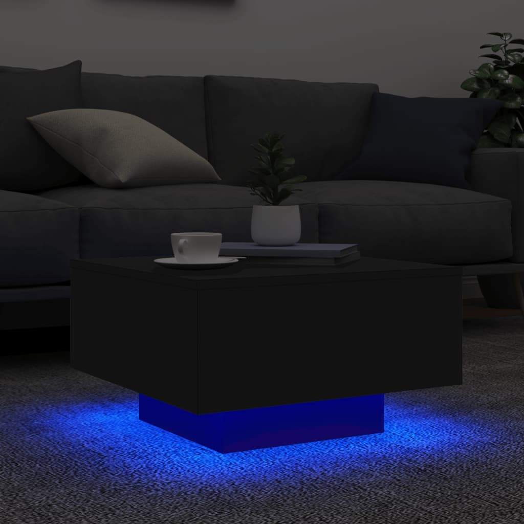 Salontafel met LED-verlichting 55x55x31 cm zwart is nu te koop bij PeponiXL, paradijselijk wonen!