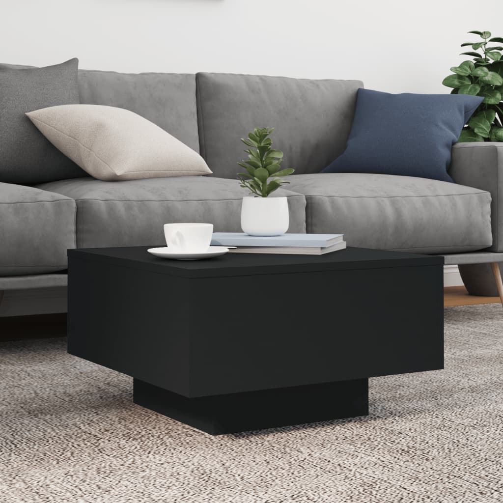 Salontafel met LED-verlichting 55x55x31 cm zwart is nu te koop bij PeponiXL, paradijselijk wonen!
