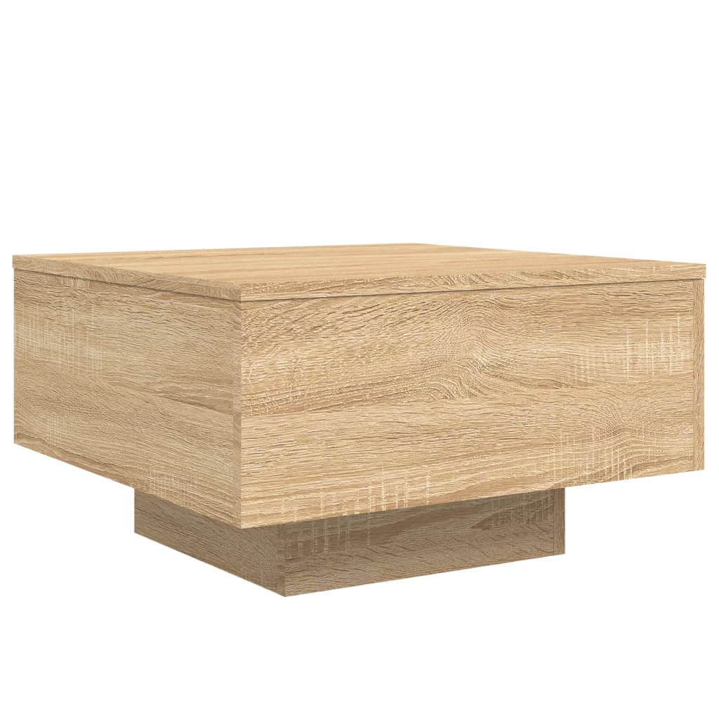 Salontafel met LED-verlichting 55x55x31 cm sonoma eikenkleurig is nu te koop bij PeponiXL, paradijselijk wonen!