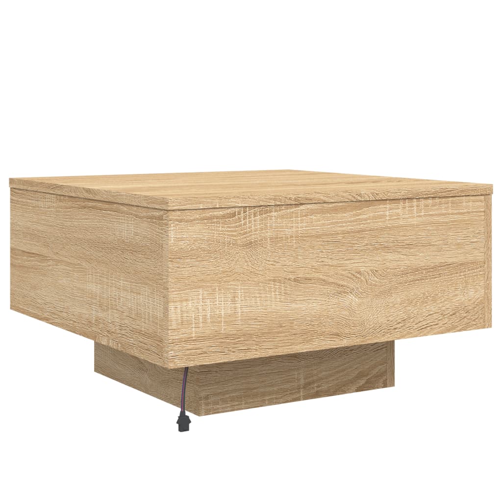 Salontafel met LED-verlichting 55x55x31 cm sonoma eikenkleurig is nu te koop bij PeponiXL, paradijselijk wonen!
