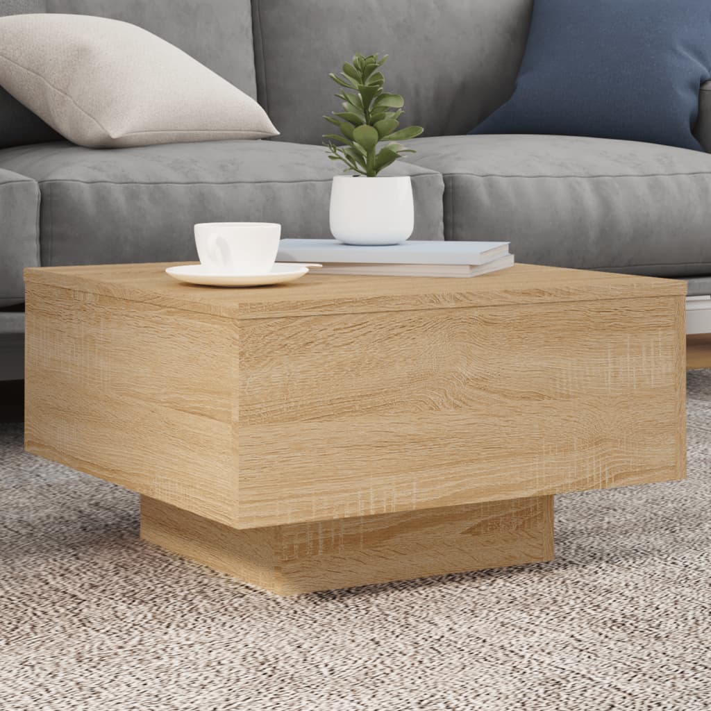 Salontafel met LED-verlichting 55x55x31 cm sonoma eikenkleurig is nu te koop bij PeponiXL, paradijselijk wonen!
