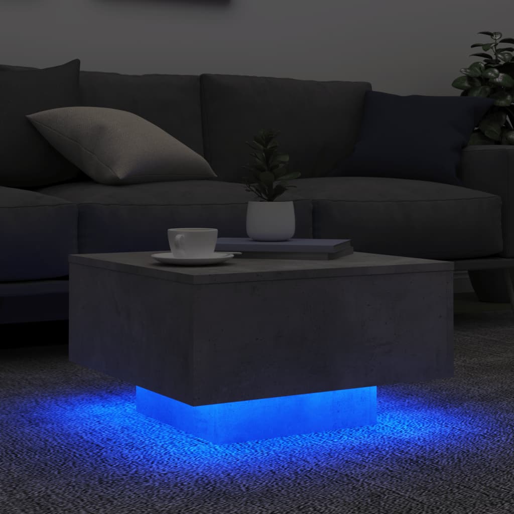 Salontafel met LED-verlichting 55x55x31 cm betongrijs is nu te koop bij PeponiXL, paradijselijk wonen!