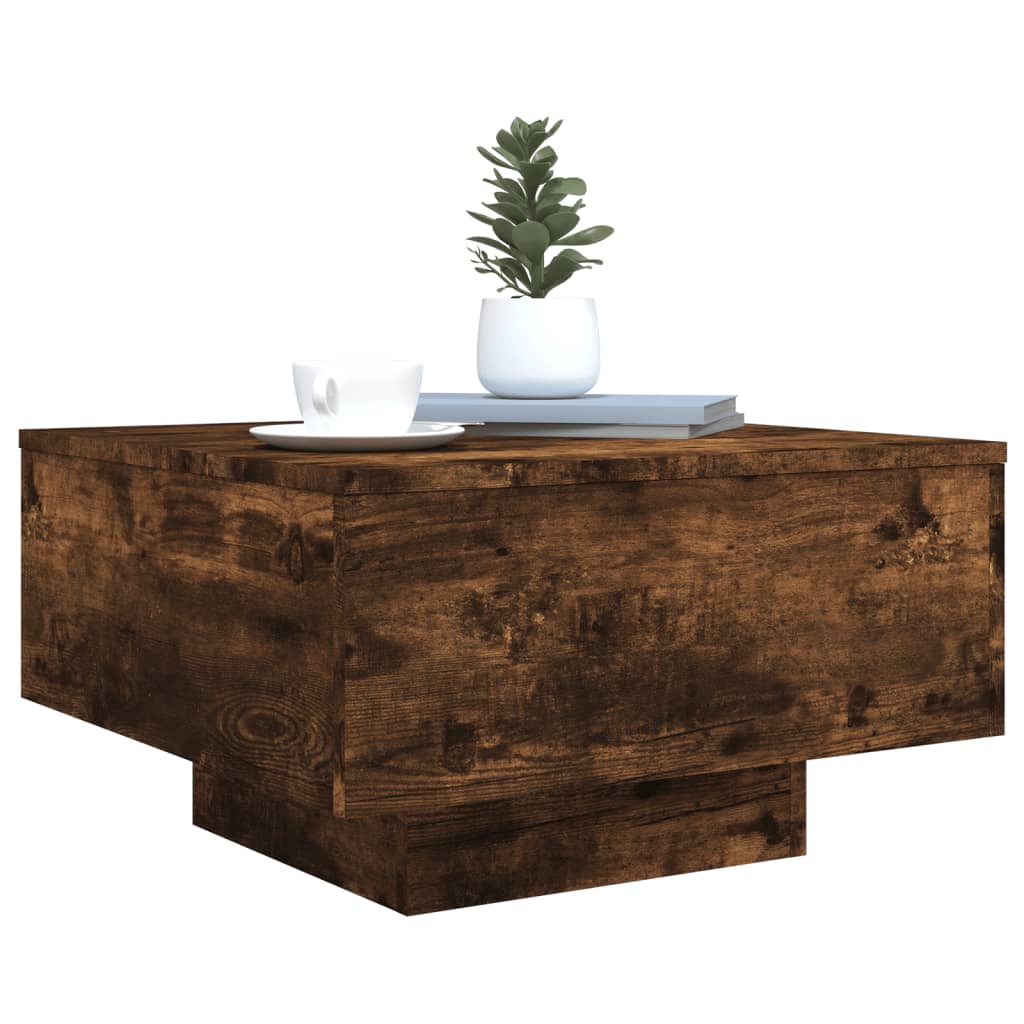 Salontafel met LED-verlichting 55x55x31 cm gerookt eikenkleurig is nu te koop bij PeponiXL, paradijselijk wonen!