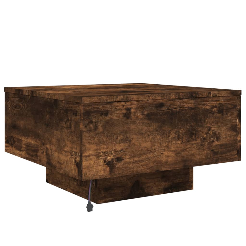 Salontafel met LED-verlichting 55x55x31 cm gerookt eikenkleurig is nu te koop bij PeponiXL, paradijselijk wonen!