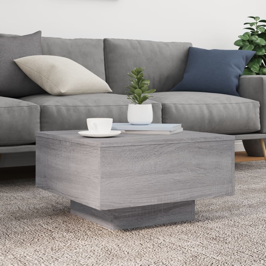 Salontafel met LED-verlichting 55x55x31 cm grijs sonoma eiken is nu te koop bij PeponiXL, paradijselijk wonen!