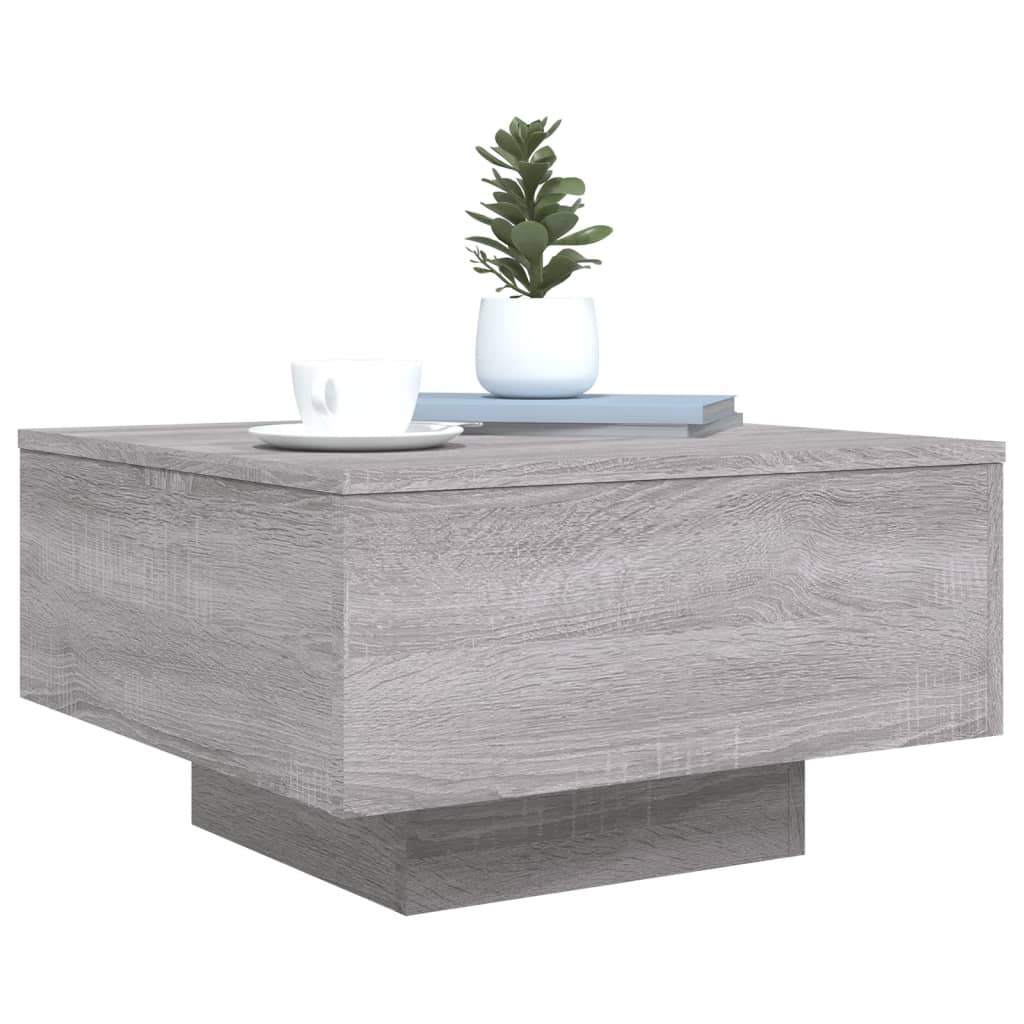 Salontafel met LED-verlichting 55x55x31 cm grijs sonoma eiken is nu te koop bij PeponiXL, paradijselijk wonen!
