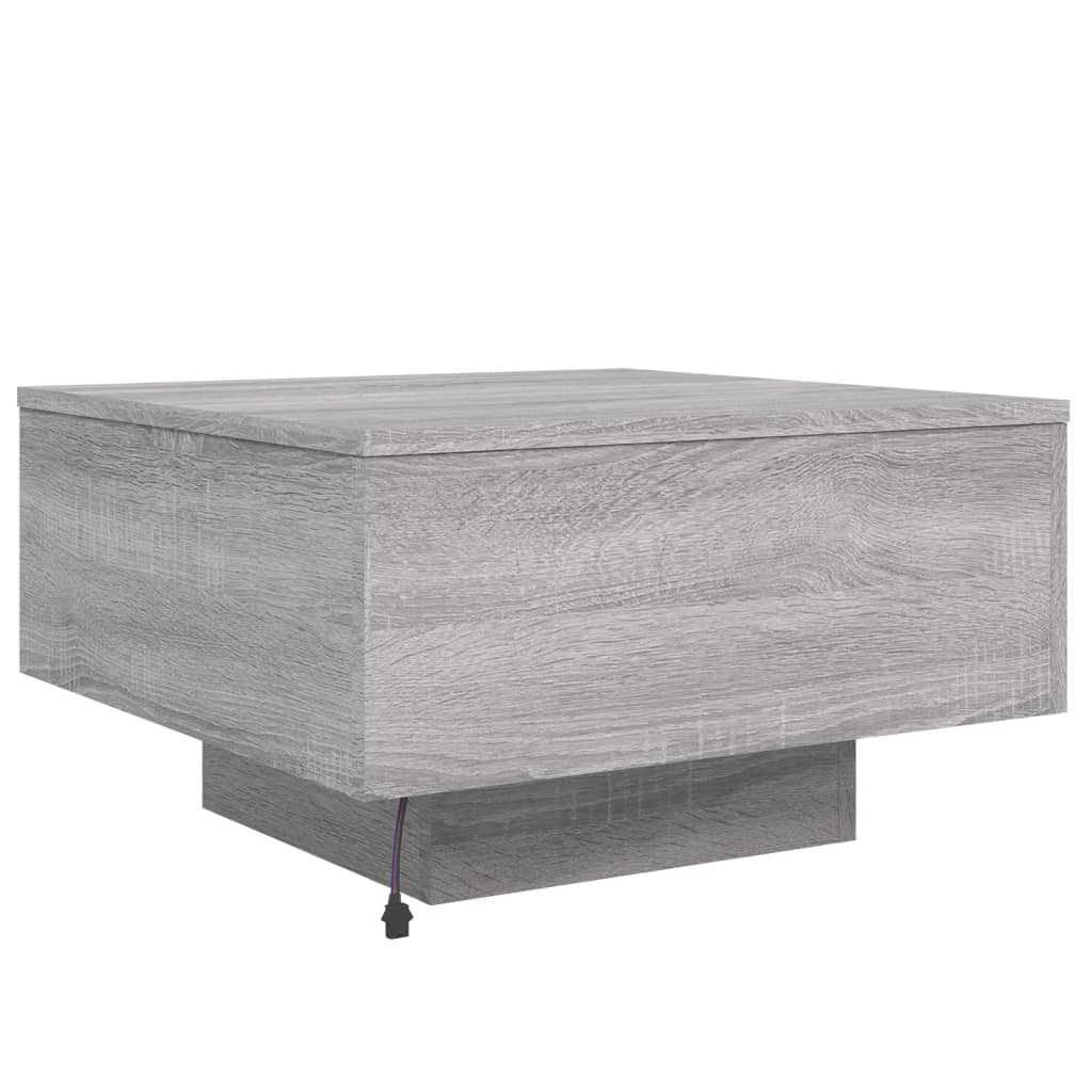 Salontafel met LED-verlichting 55x55x31 cm grijs sonoma eiken is nu te koop bij PeponiXL, paradijselijk wonen!