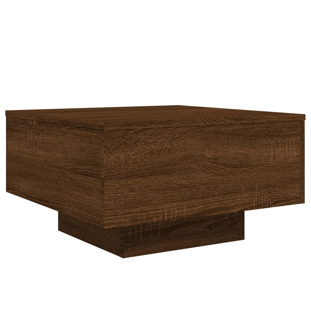 Salontafel met LED-verlichting 55x55x31 cm bruin eikenkleur is nu te koop bij PeponiXL, paradijselijk wonen!