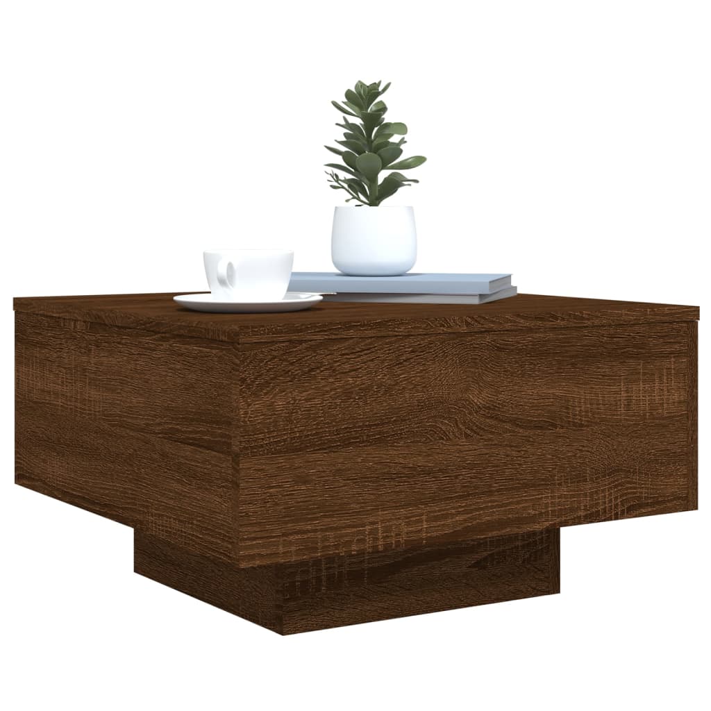 Salontafel met LED-verlichting 55x55x31 cm bruin eikenkleur is nu te koop bij PeponiXL, paradijselijk wonen!