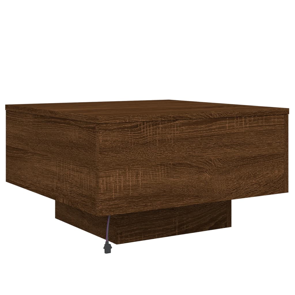Salontafel met LED-verlichting 55x55x31 cm bruin eikenkleur is nu te koop bij PeponiXL, paradijselijk wonen!