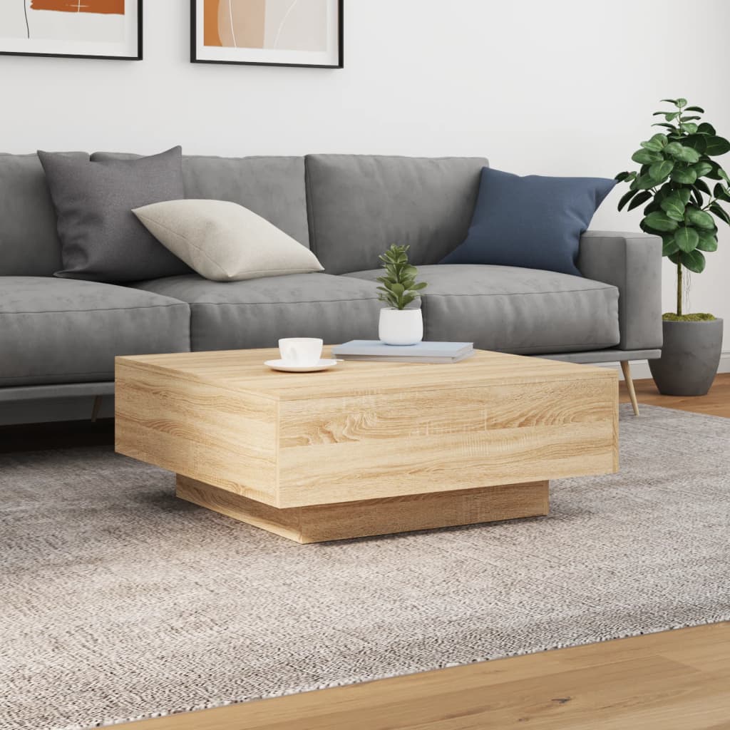 Salontafel 80x80x31 cm spaanplaat sonoma eikenkleurig is nu te koop bij PeponiXL, paradijselijk wonen!