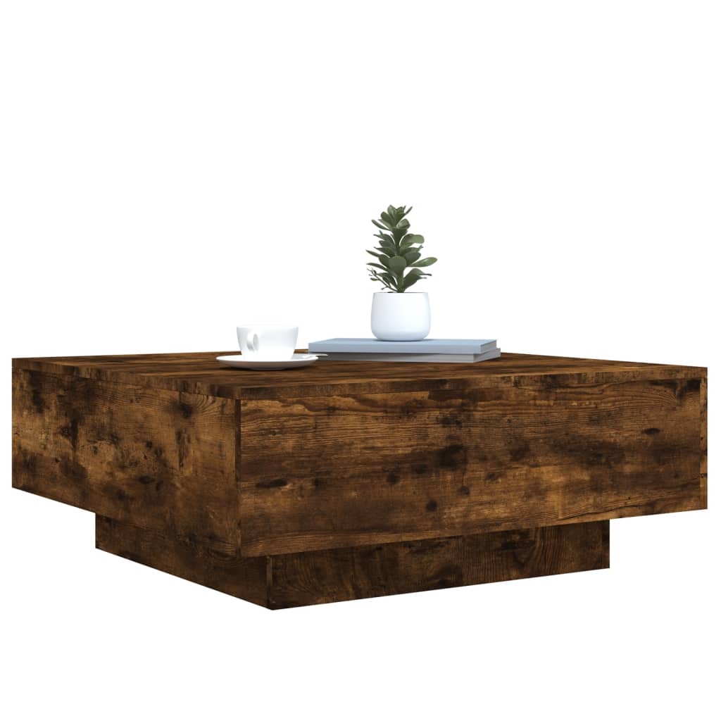 Salontafel 80x80x31 cm bewerkt hout gerookt eikenkleurig is nu te koop bij PeponiXL, paradijselijk wonen!