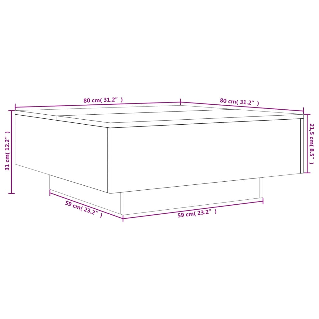 Salontafel 80x80x31 cm bewerkt hout gerookt eikenkleurig is nu te koop bij PeponiXL, paradijselijk wonen!