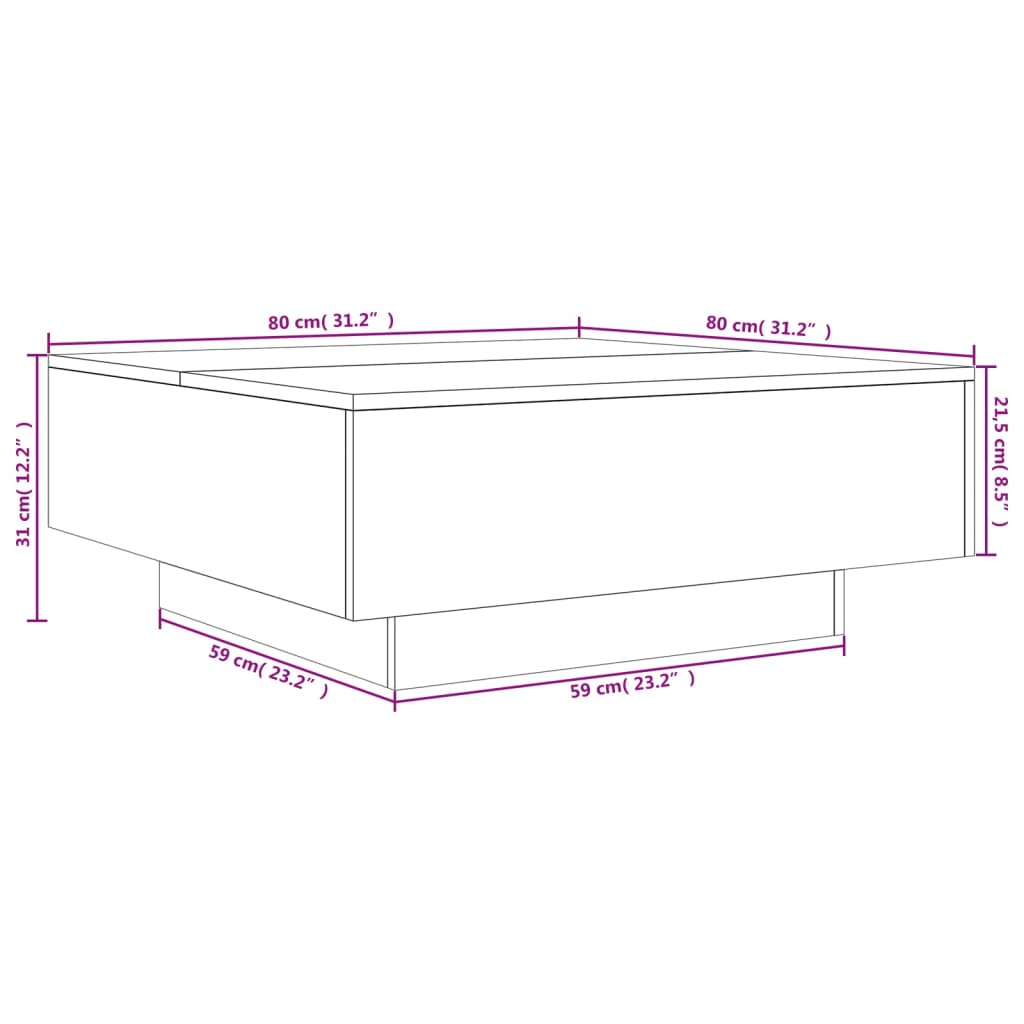 Salontafel 80x80x31 cm bewerkt hout grijs sonoma eikenkleurig is nu te koop bij PeponiXL, paradijselijk wonen!