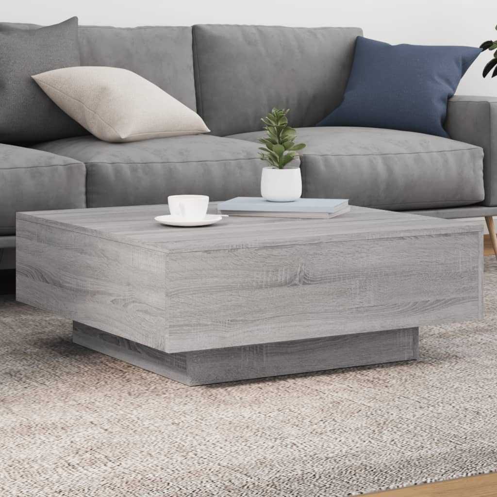 Salontafel 80x80x31 cm bewerkt hout grijs sonoma eikenkleurig is nu te koop bij PeponiXL, paradijselijk wonen!