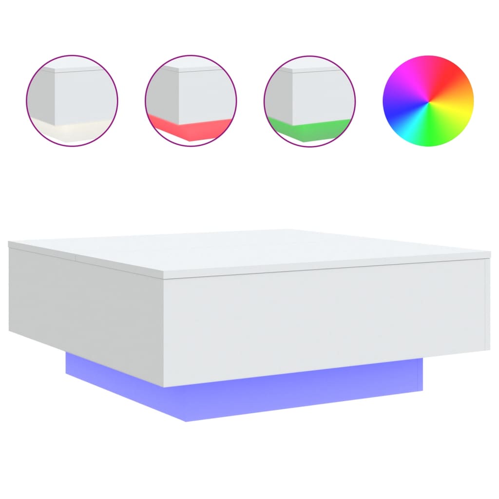 Salontafel met LED-verlichting 80x80x31 cm wit is nu te koop bij PeponiXL, paradijselijk wonen!