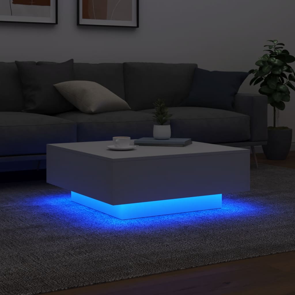 Salontafel met LED-verlichting 80x80x31 cm wit is nu te koop bij PeponiXL, paradijselijk wonen!