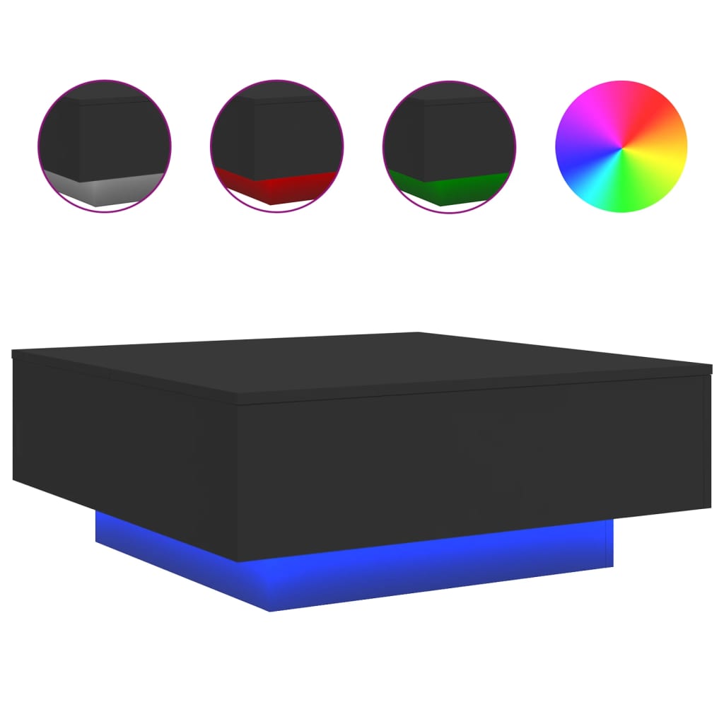 Salontafel met LED-verlichting 80x80x31 cm zwarty is nu te koop bij PeponiXL, paradijselijk wonen!