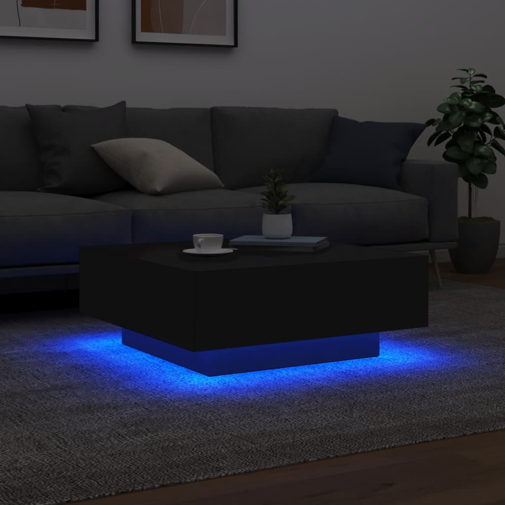 Salontafel met LED-verlichting 80x80x31 cm zwarty is nu te koop bij PeponiXL, paradijselijk wonen!