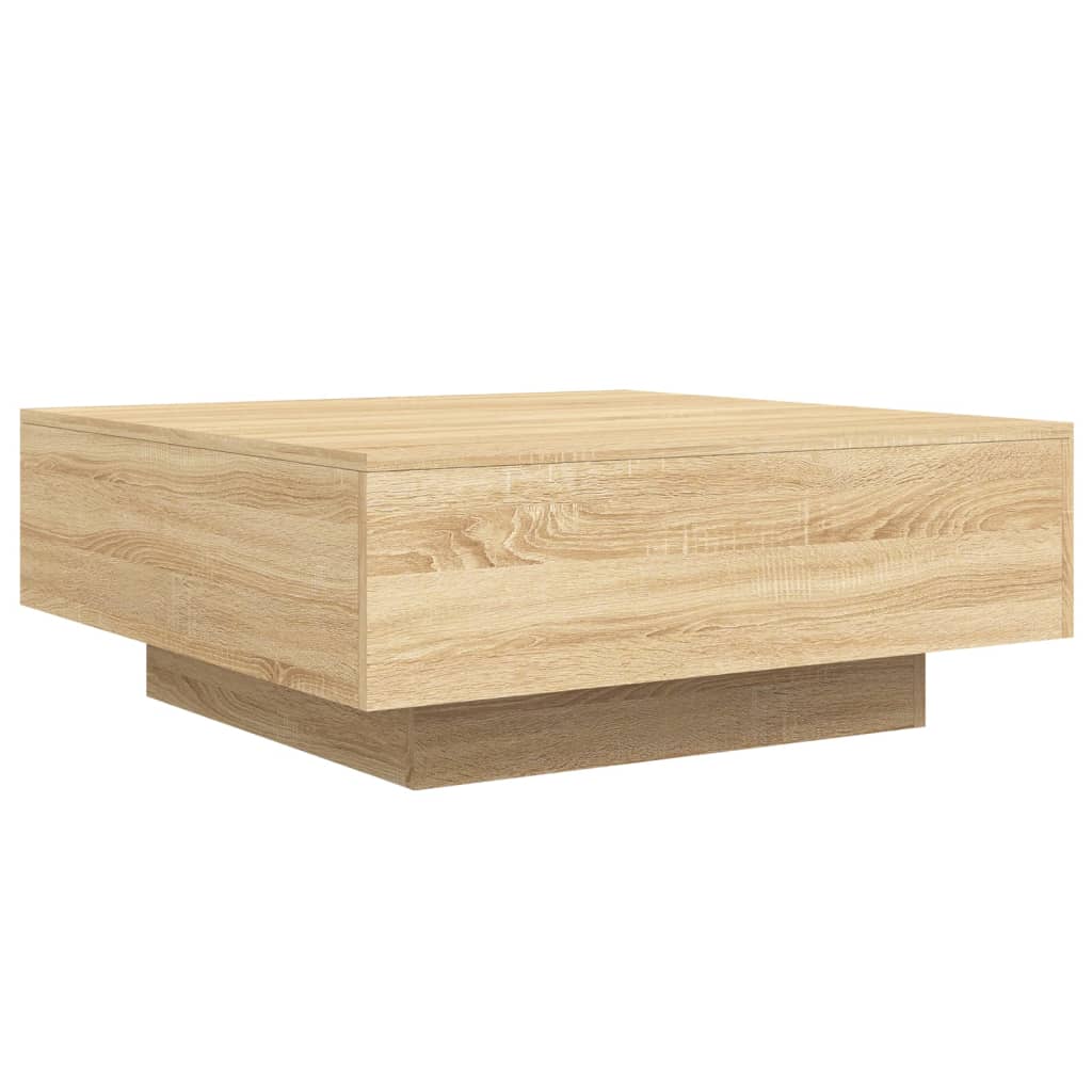 Salontafel met LED-verlichting 80x80x31 cm sonoma eikenkleurig is nu te koop bij PeponiXL, paradijselijk wonen!