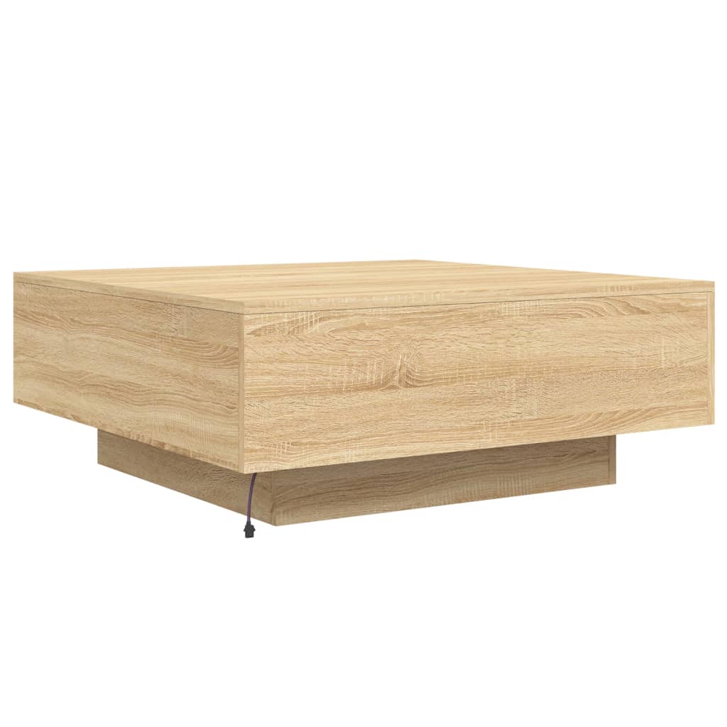 Salontafel met LED-verlichting 80x80x31 cm sonoma eikenkleurig is nu te koop bij PeponiXL, paradijselijk wonen!