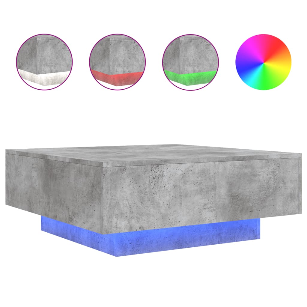 Salontafel met LED-verlichting 80x80x31 cm betongrijs is nu te koop bij PeponiXL, paradijselijk wonen!