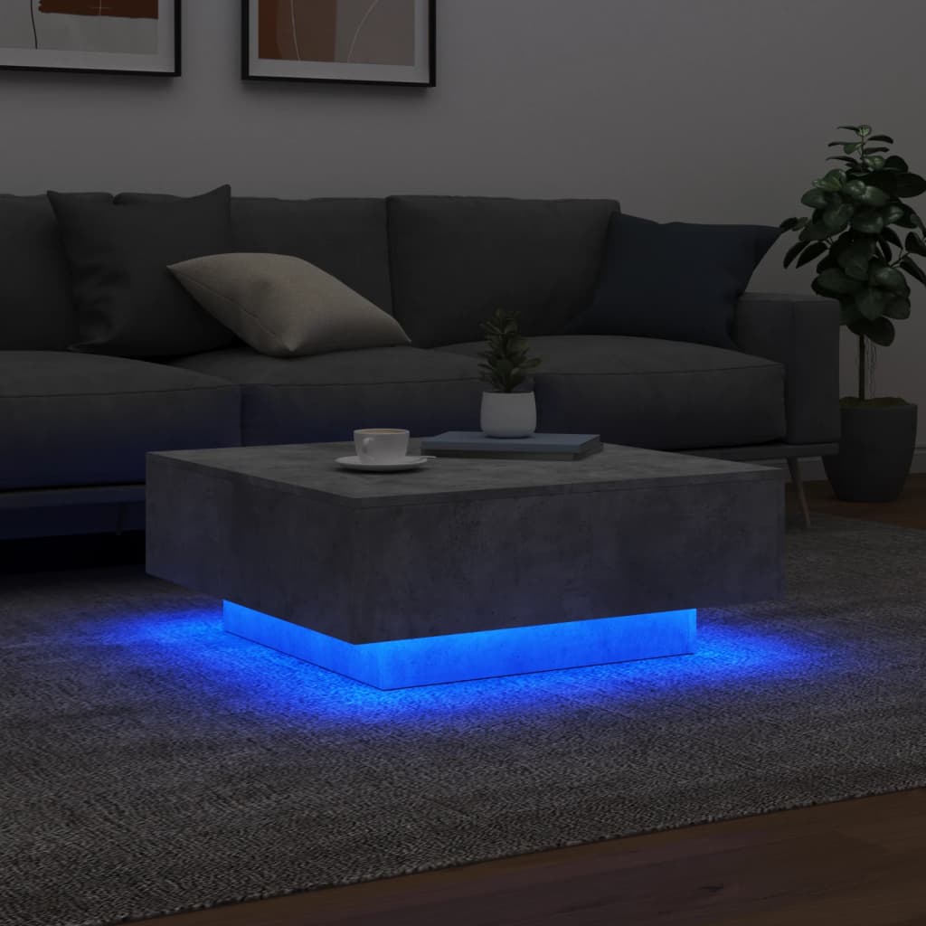 Salontafel met LED-verlichting 80x80x31 cm betongrijs is nu te koop bij PeponiXL, paradijselijk wonen!