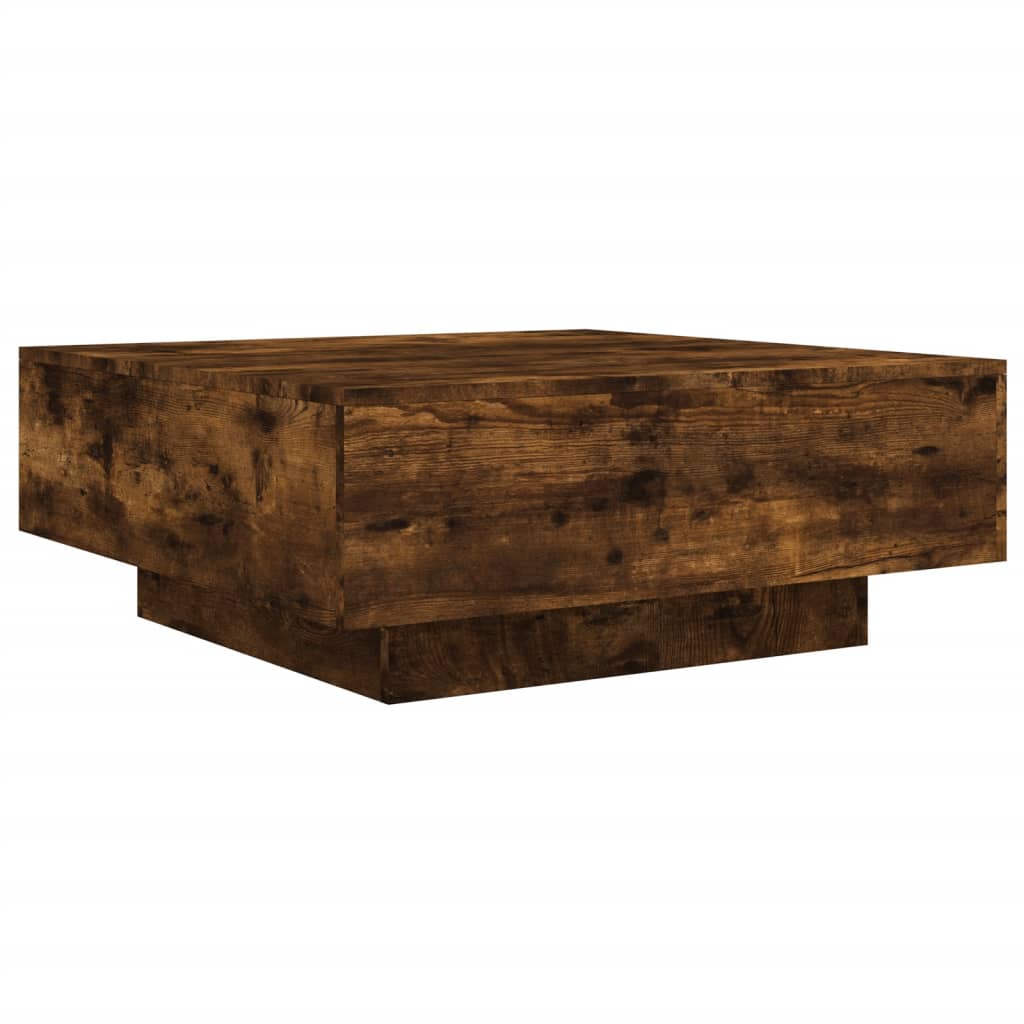 Salontafel met LED-verlichting 80x80x31 cm gerookt eikenkleurig is nu te koop bij PeponiXL, paradijselijk wonen!