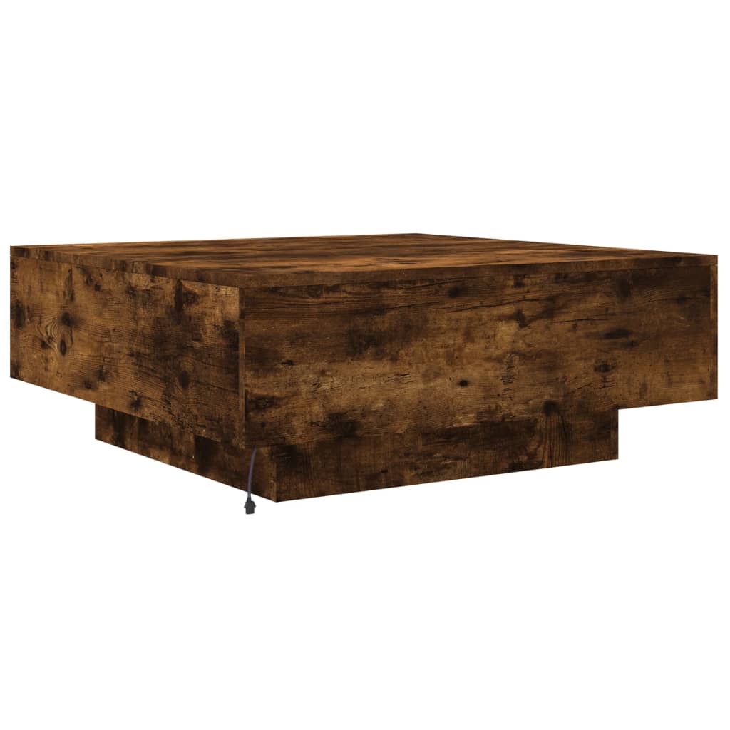 Salontafel met LED-verlichting 80x80x31 cm gerookt eikenkleurig is nu te koop bij PeponiXL, paradijselijk wonen!