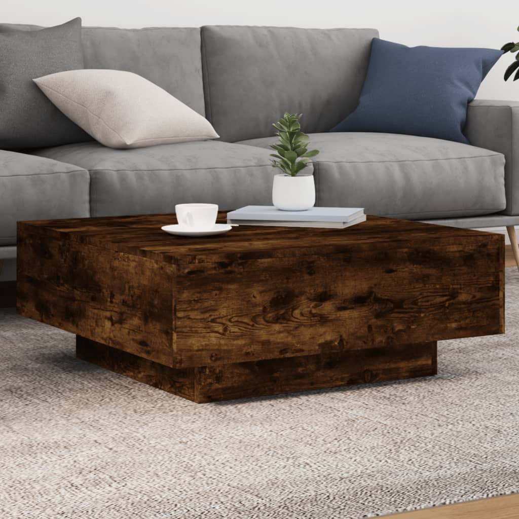 Salontafel met LED-verlichting 80x80x31 cm gerookt eikenkleurig is nu te koop bij PeponiXL, paradijselijk wonen!