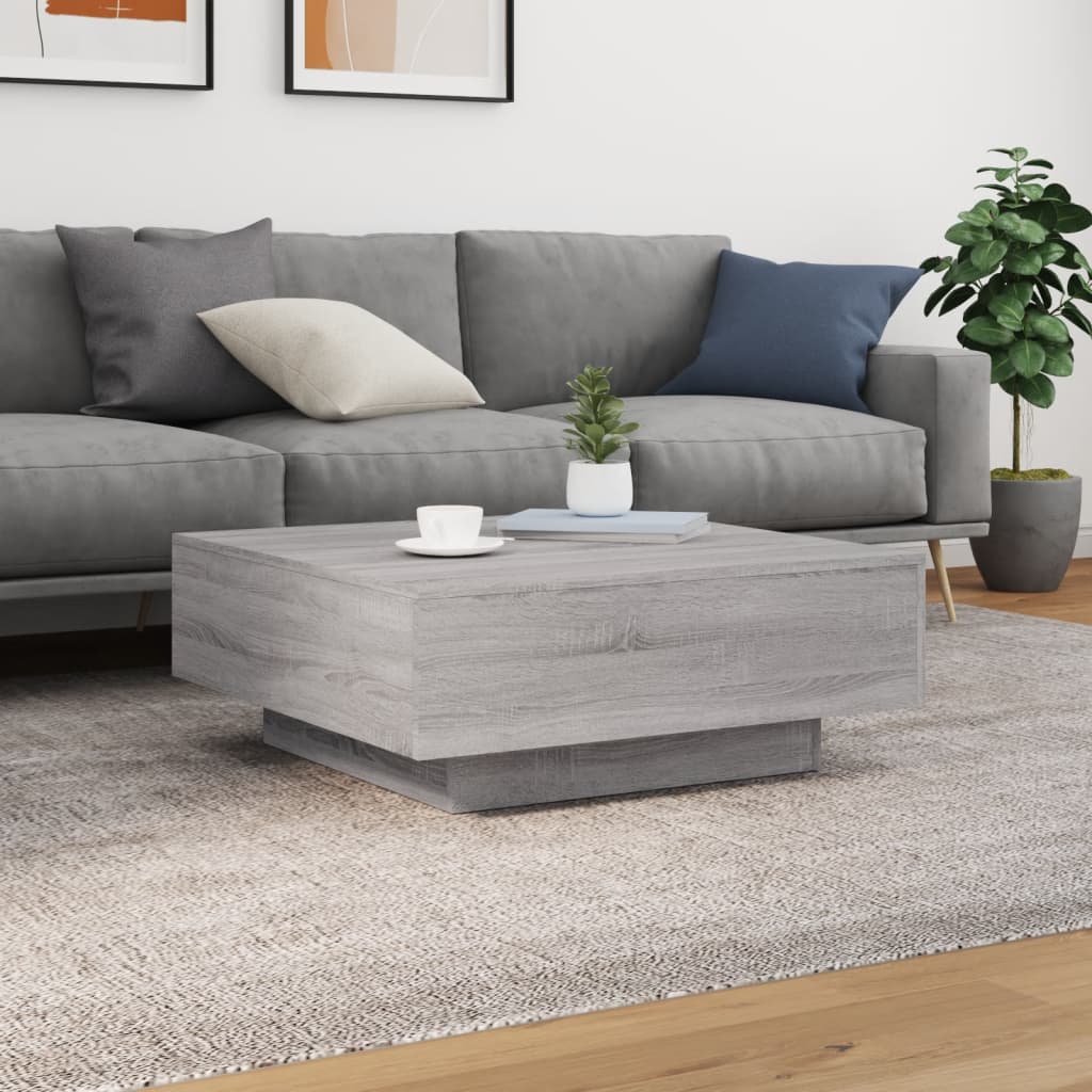 Salontafel met LED-verlichting 80x80x31 cm grijs sonoma eiken is nu te koop bij PeponiXL, paradijselijk wonen!